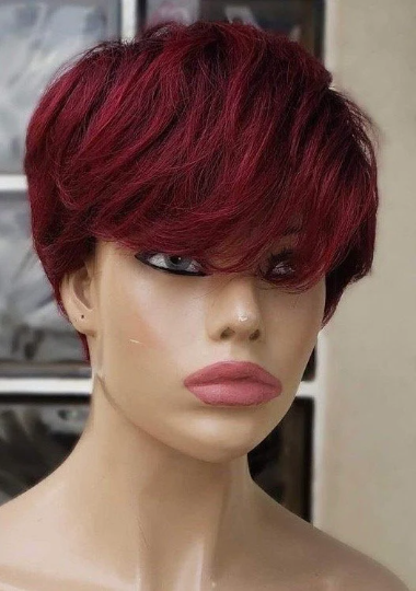Menkie-Glueless short cut 100% human hair pixie wig