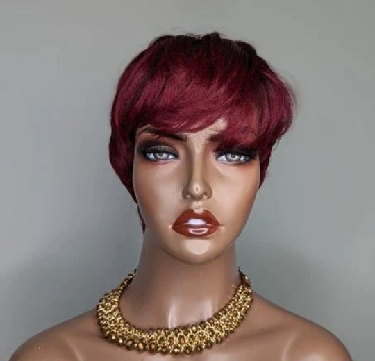 Menkie-Glueless short cut 100% human hair pixie wig