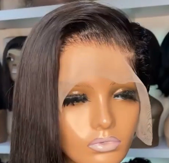 City Girl Summer- 13"4 black pixie 100% human hair transparent lace side cut wig