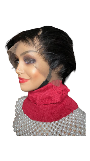 Wendy 13*4 frontal lace,short black 100% human hair pixie cut wig