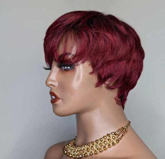 Menkie-Glueless short cut 100% human hair pixie wig