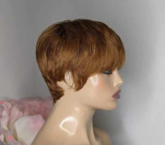 Dorime-Glueless closure 100% human hair lace short cut pixie wig