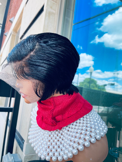Mulato-13'4 frontal 100% human hair transparent lace pixie wig - Menkie Luxy