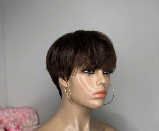 Dorime-Glueless closure 100% human hair lace short cut pixie wig
