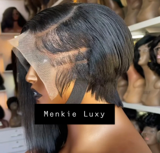 Bribri - 13"4 pixie transparent 100% human hair lace side short cut wig