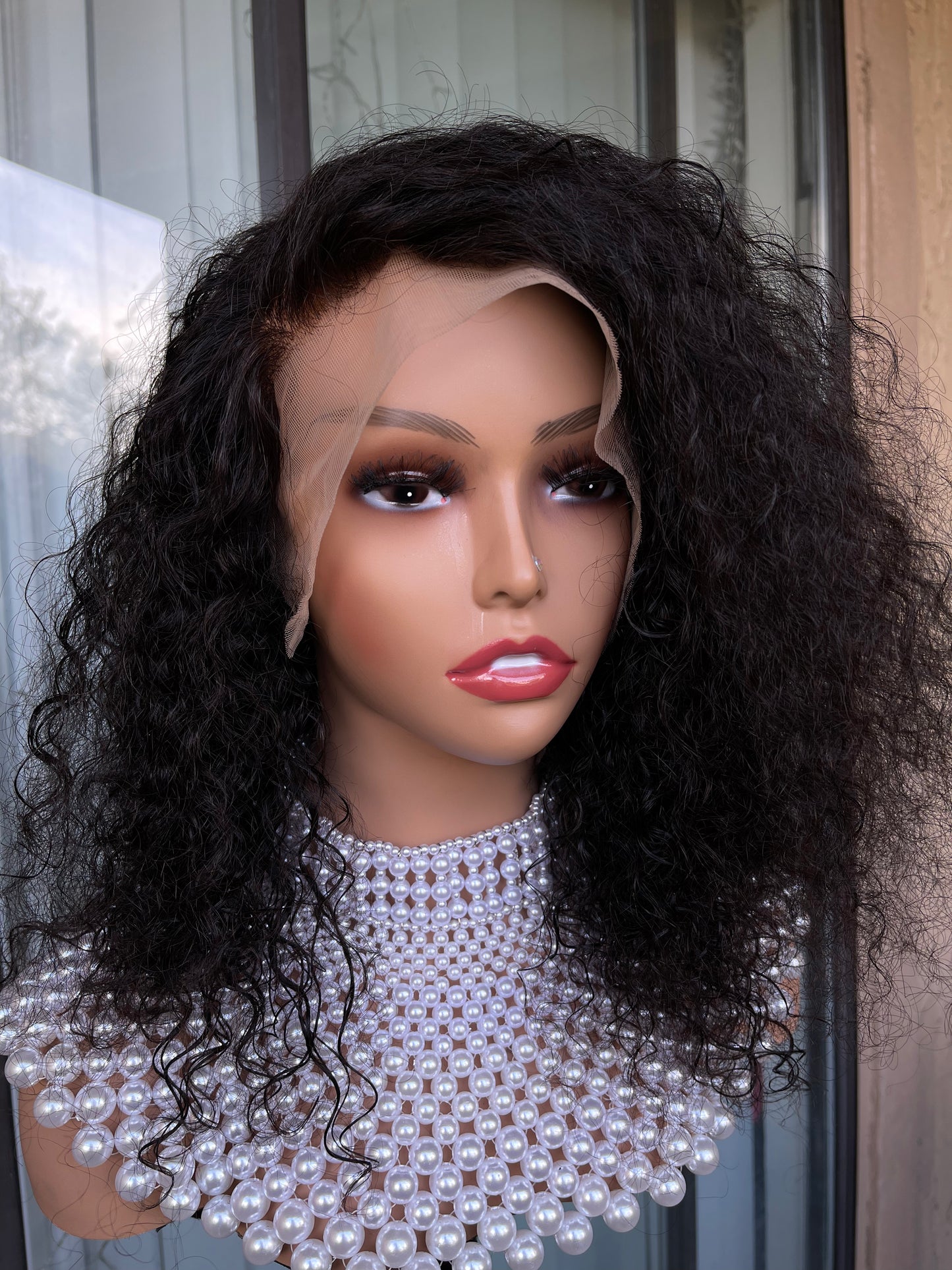 13"4 Deep Wave frontal transparent Lace - Black 16" - Menkie Luxy