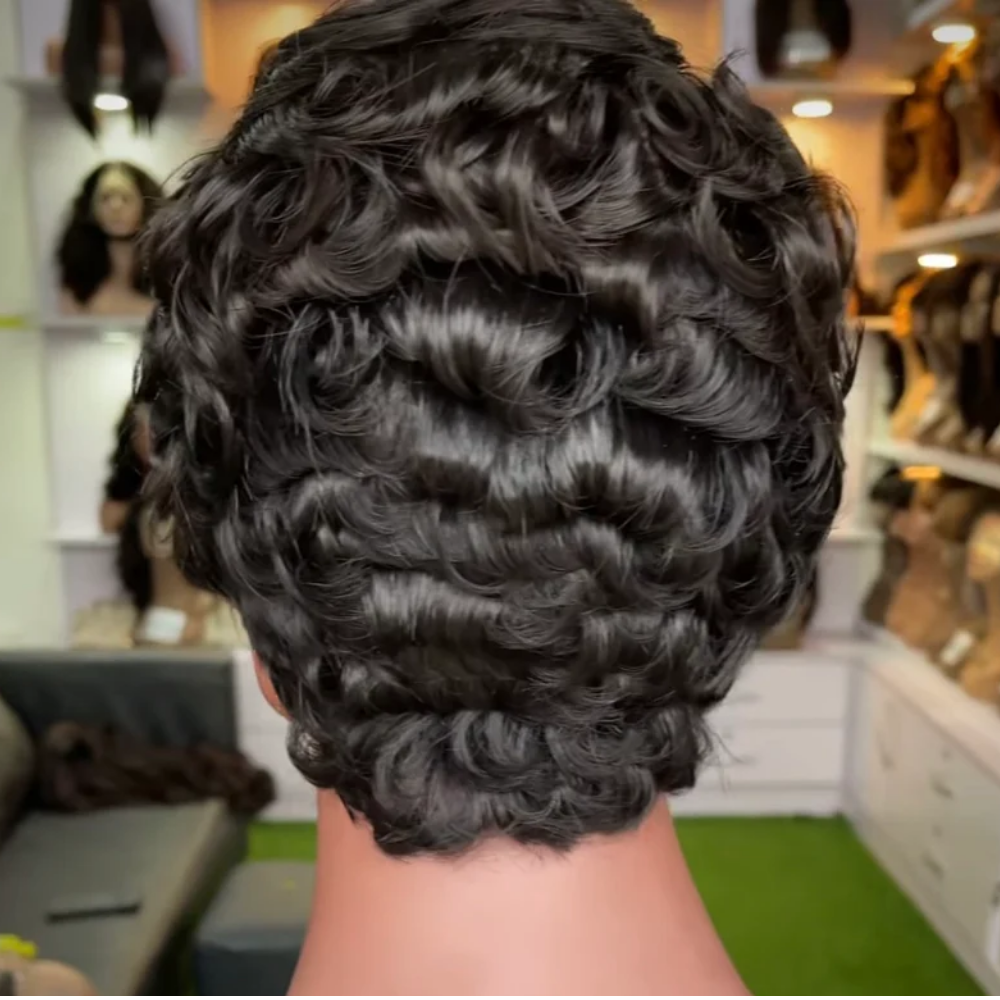 Bola Pixie Black wig-100% virgin human hair lace front wig. Great for summer, can be bleached or dye to any color - Menkie Luxy