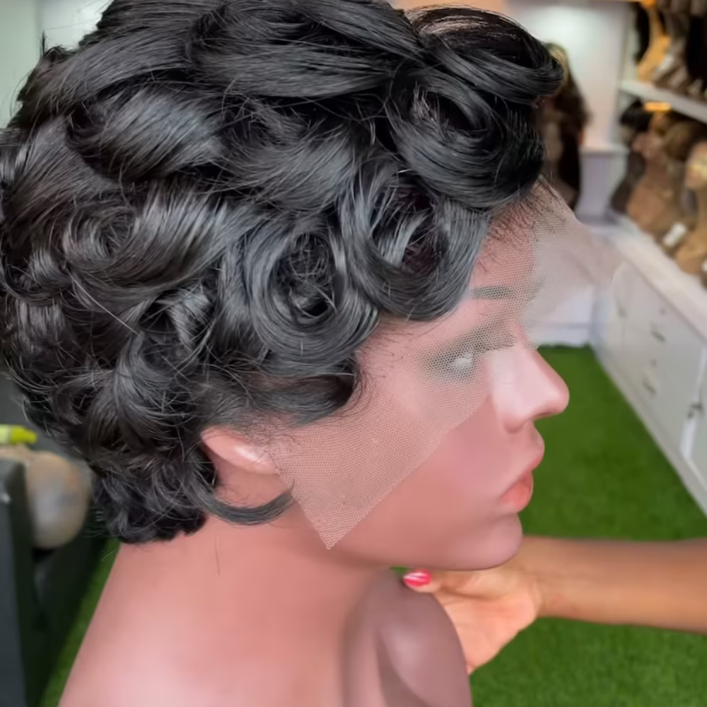 Bola Pixie Black wig-100% virgin human hair lace front wig. Great for summer, can be bleached or dye to any color - Menkie Luxy