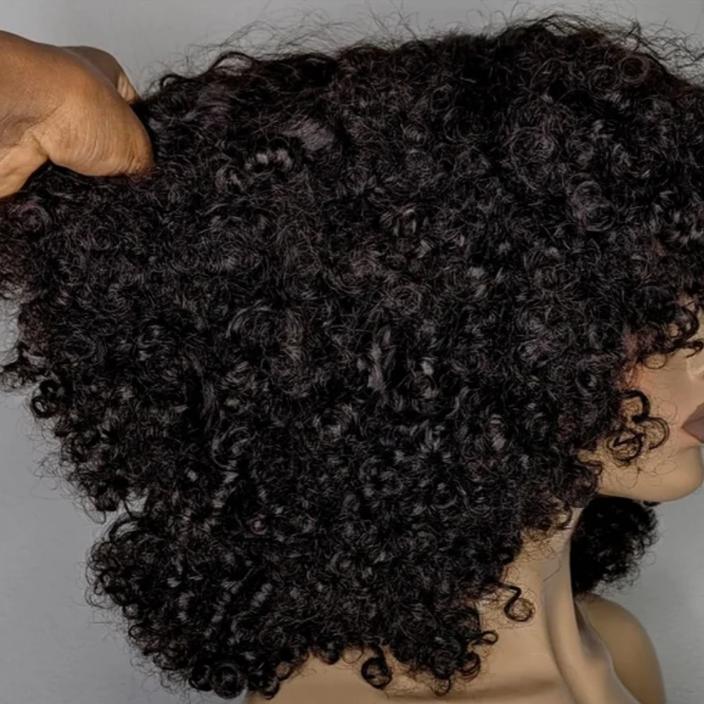 Big kinky curls 100% virgin human hair wig- 12",can be bleached or dye to any color - Menkie Luxy