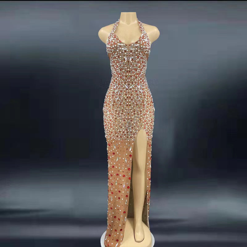 Brown rhinestone dress
