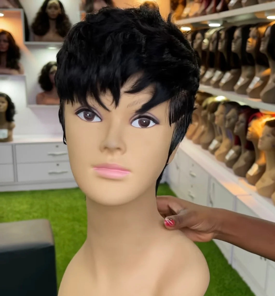 Larissa short 13 pixie black wig-100% Virgin Human Hair 13"4 transparent lace Frontal wig. Great for summer, can be bleached or dye to any color - Menkie Luxy