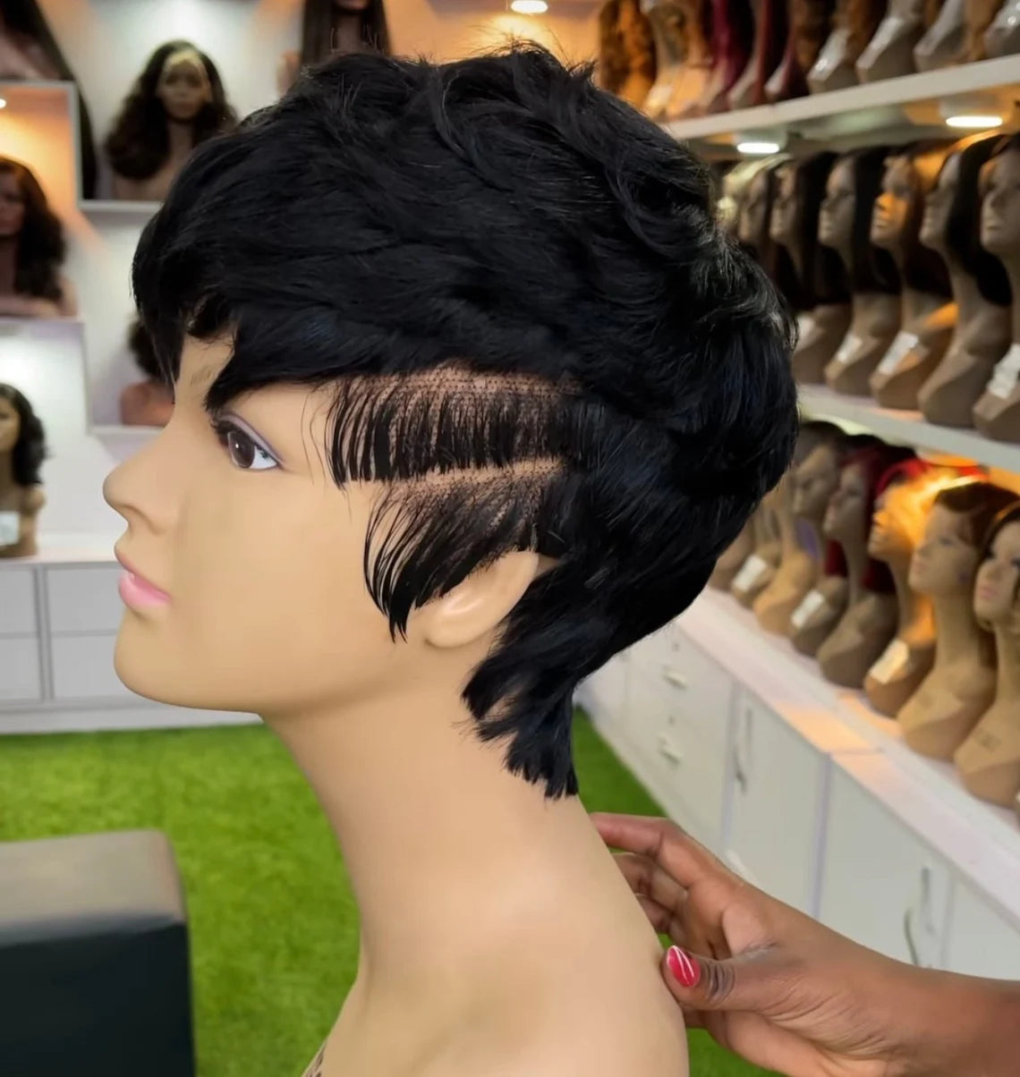 Larissa short 13 pixie black wig-100% Virgin Human Hair 13"4 transparent lace Frontal wig. Great for summer, can be bleached or dye to any color - Menkie Luxy