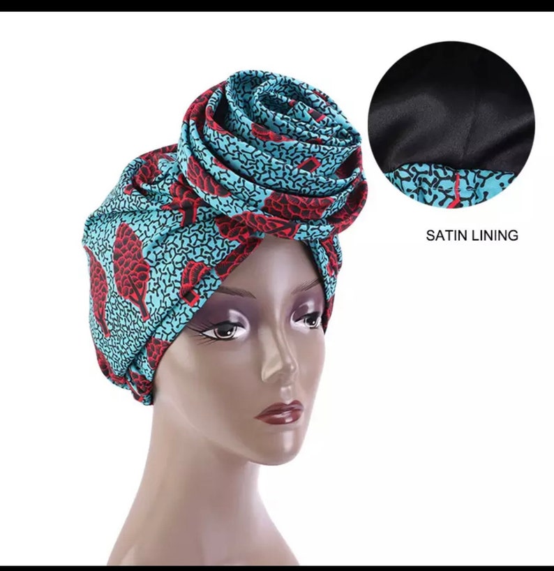 100% authentic African Head wrap Head Bandana Perfect for Blue