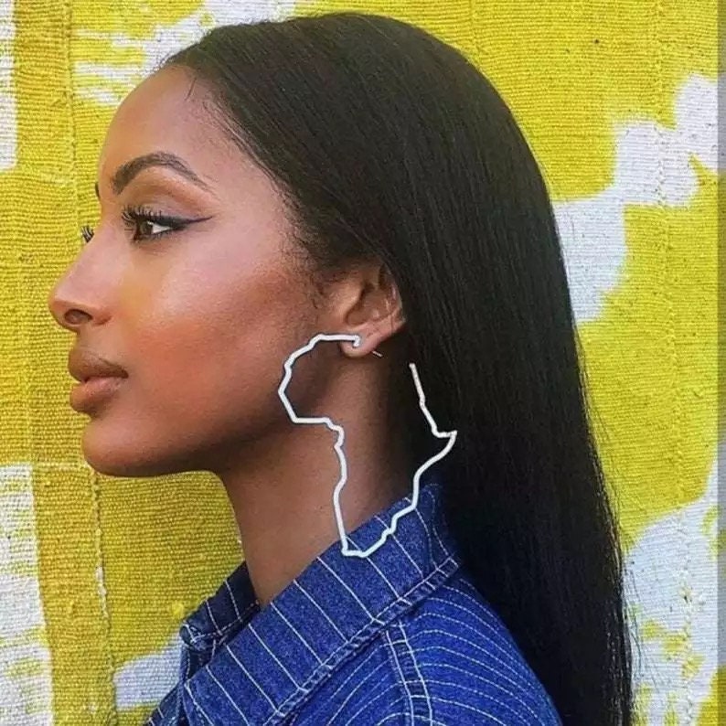 100% Authentic Africa Map Big Hoop Earring.It is great for any image 9