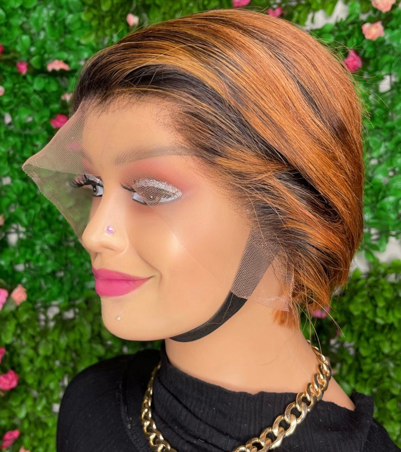 Toya pixie wig Cute frontal pixie wig bleached knots with image 1