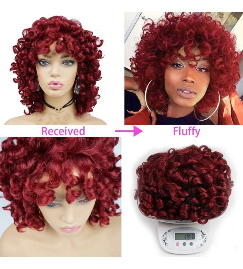 Soft fiber curly loose fluffy wavy big afro wigs-This afro big Red