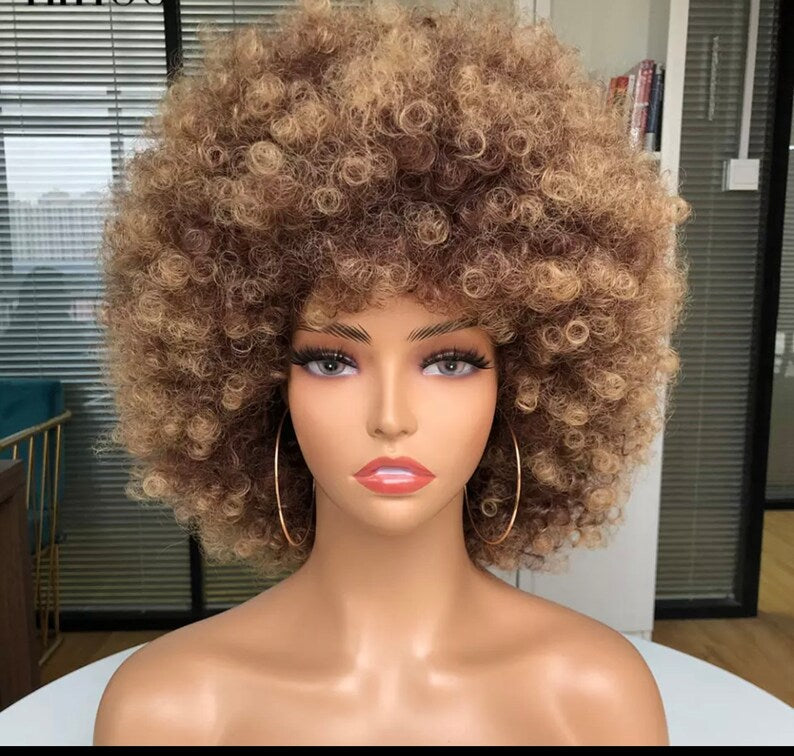 Big soft afro high quality fiber kinky wig-This afro wig is coffee brown