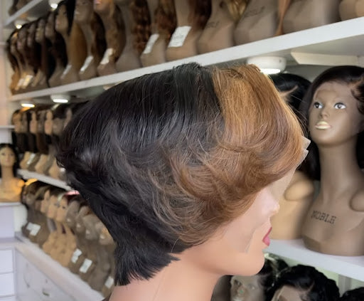 Janis-13"4 transparent lace frontal short cut pixie Wig, 6" - Menkie Luxy