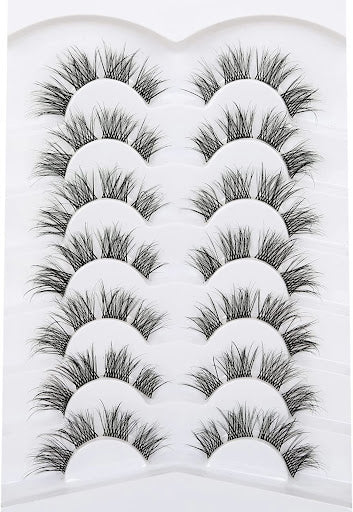 mirielle-17-25mm False Eyelashes Fluffy Cat Eye 8D Faux Human Hair Fake Eyelash 7 Pairs Pack(PO) - Menkie Luxy