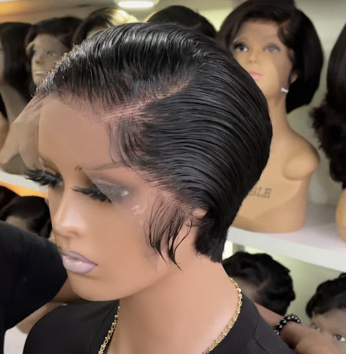 Mulato-13'4 frontal 100% human hair transparent lace pixie wig - Menkie Luxy
