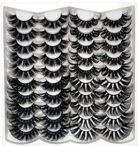 goddess-20 Pair Handmade 6D Lashes 25mm Mink Lashes Long, 4 Styles Fluffy Dramatic(km) - Menkie Luxy