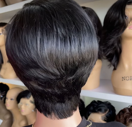 Teyenne - 13'4 transparent short cut black pixie frontal wig - Menkie Luxy