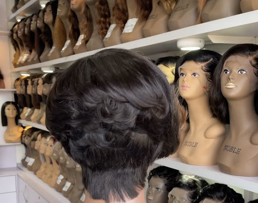 Janis-13"4 transparent lace frontal short cut pixie Wig, 6" - Menkie Luxy