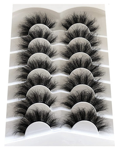 mirielle-17-25mm False Eyelashes Fluffy Cat Eye 8D Faux Human Hair Fake Eyelash 7 Pairs Pack(PO) - Menkie Luxy