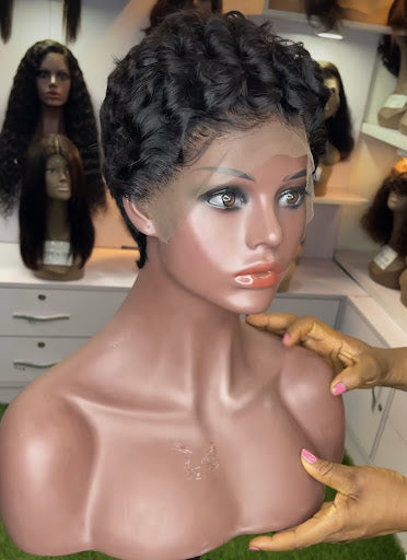 Oleta -13"4 transparent lace cut short pixie frontal wig - Menkie Luxy