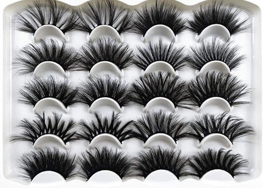 casablanca -25MM Lashes Mink Fluffy Long False Eyelashes 10 Pairs Variety Mixed Styles Dramatic Thick Volume Wispy(DA) - Menkie Luxy