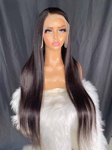 Carine - 13"4 transparent lace frontal bone straight wig, 180 density - Menkie Luxy