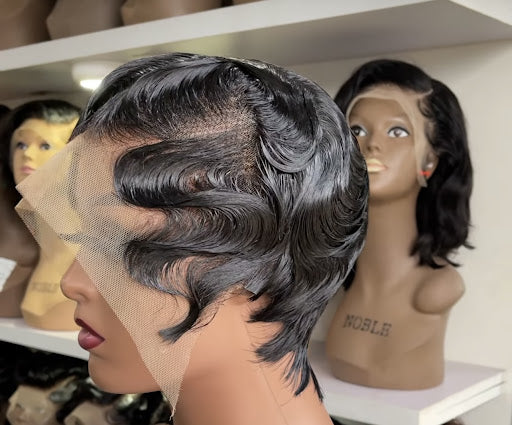 Briana - 13"4 pixie transparent lace finger waves frontal wig - Menkie Luxy