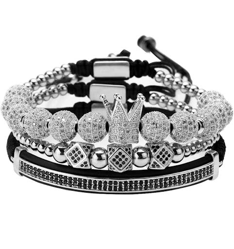 Imperial Crown King Mens Bracelet Pave CZ ,Gold Bracelets for Men Luxury Charm Fashion Cuff Bangle Crown Birthday Jewelry