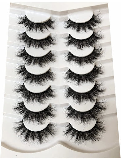 mirielle-17-25mm False Eyelashes Fluffy Cat Eye 8D Faux Human Hair Fake Eyelash 7 Pairs Pack(PO) - Menkie Luxy