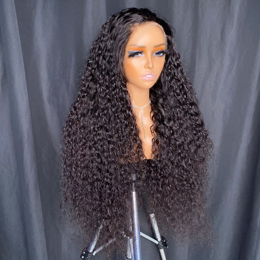 nanu 13”4 deep curl frontal transparent deep curl wig, 28"