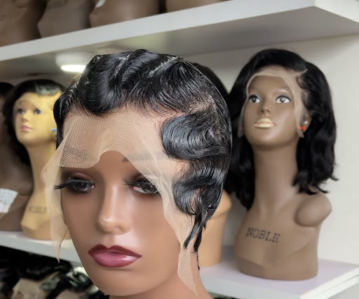 Briana - 13"4 pixie transparent lace finger waves frontal wig - Menkie Luxy