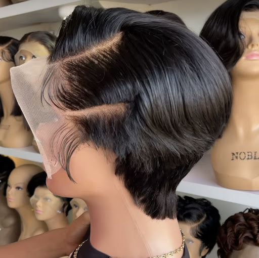 Teyenne - 13'4 transparent short cut black pixie frontal wig - Menkie Luxy