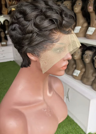 Oleta -13"4 transparent lace cut short pixie frontal wig - Menkie Luxy