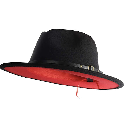Trendy Fedora Hats for Men & Women Wide Brim Felt Hat Dress Panama Hat Two Tone Fedora