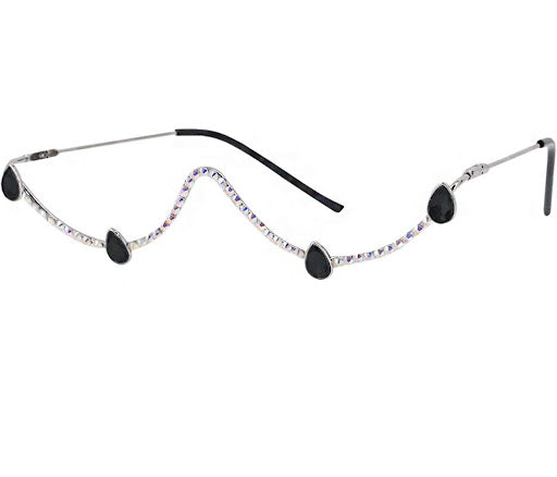 Luxury Half Frame Sparkling Crystal Sunglasses UV Protection Rhinestone Sunglasses Without Lens