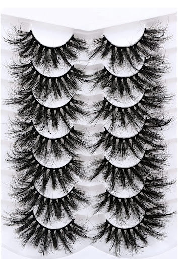mirielle-17-25mm False Eyelashes Fluffy Cat Eye 8D Faux Human Hair Fake Eyelash 7 Pairs Pack(PO) - Menkie Luxy