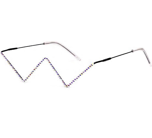 Luxury Half Frame Sparkling Crystal Sunglasses UV Protection Rhinestone Sunglasses Without Lens