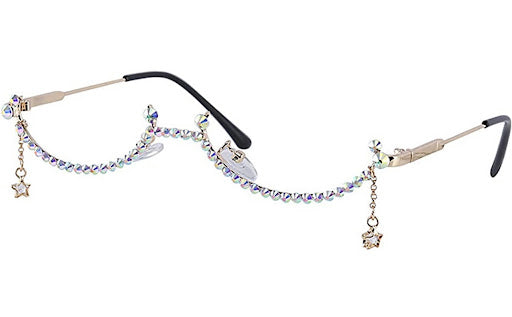 Luxury Half Frame Sparkling Crystal Sunglasses UV Protection Rhinestone Sunglasses Without Lens