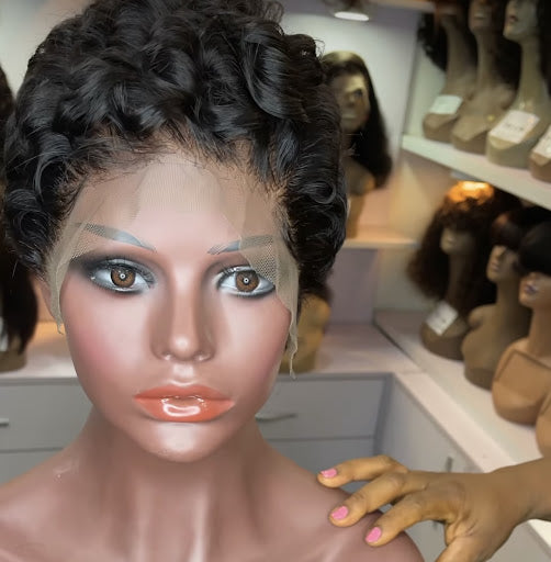 Oleta -13"4 transparent lace cut short pixie frontal wig - Menkie Luxy