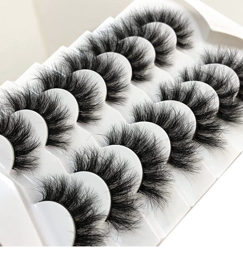 mirielle-17-25mm False Eyelashes Fluffy Cat Eye 8D Faux Human Hair Fake Eyelash 7 Pairs Pack(PO) - Menkie Luxy