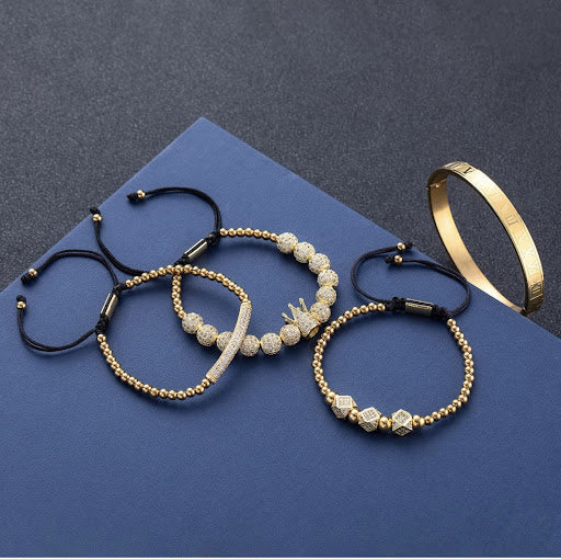 Imperial Crown King Mens Bracelet Pave CZ ,Gold Bracelets for Men Luxury Charm Fashion Cuff Bangle Crown Birthday Jewelry