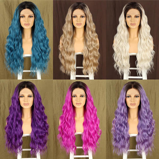 Multi mix; Latest Trending Futura high quality synthetic Super Soft wavy curly fiber 13”3 wig Frontals