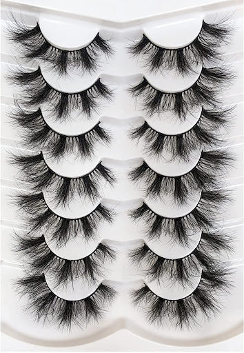mirielle-17-25mm False Eyelashes Fluffy Cat Eye 8D Faux Human Hair Fake Eyelash 7 Pairs Pack(PO) - Menkie Luxy