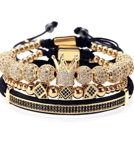 Imperial Crown King Mens Bracelet Pave CZ ,Gold Bracelets for Men Luxury Charm Fashion Cuff Bangle Crown Birthday Jewelry