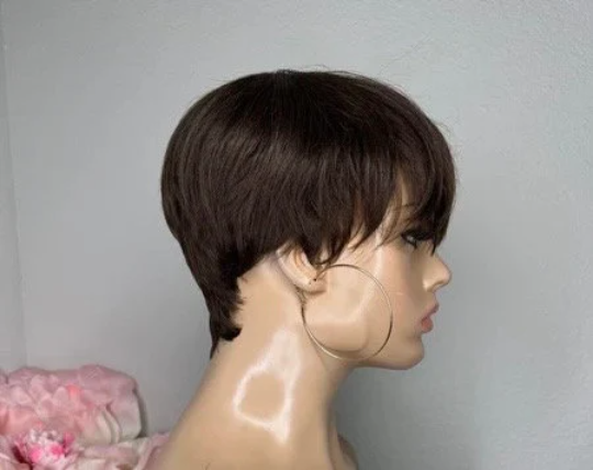 Dorime-Glueless closure 100% human hair lace short cut pixie wig